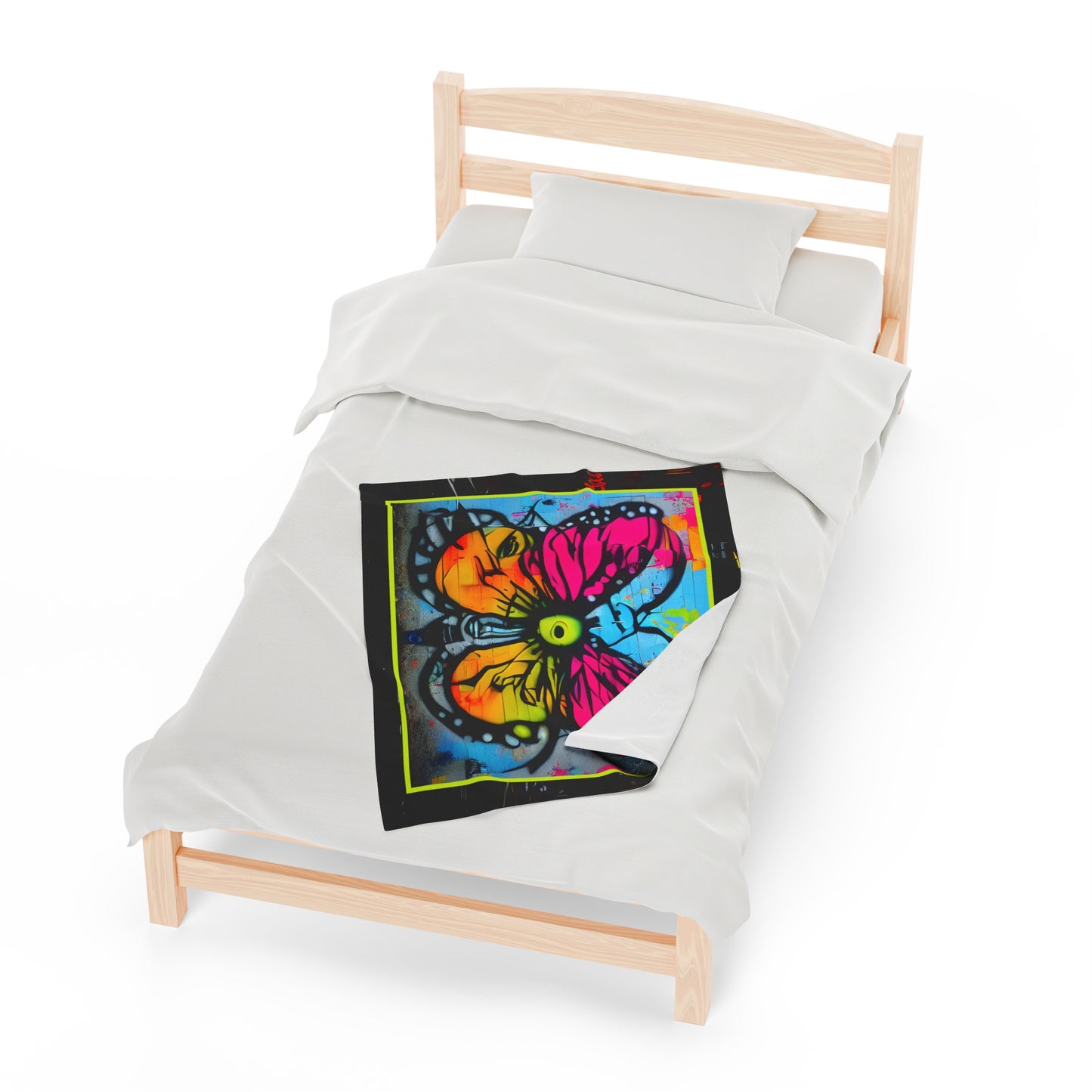 Street Art "Butterfly" 30" x 40" Velveteen Plush Child's Blanket