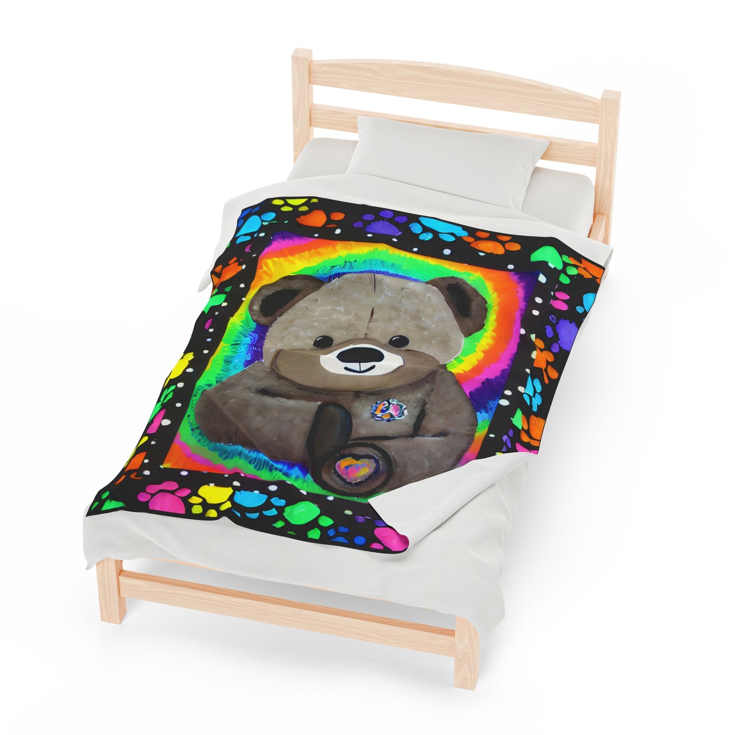 "Cutie Bear"  50" x 60" Velveteen Plush Art Blanket