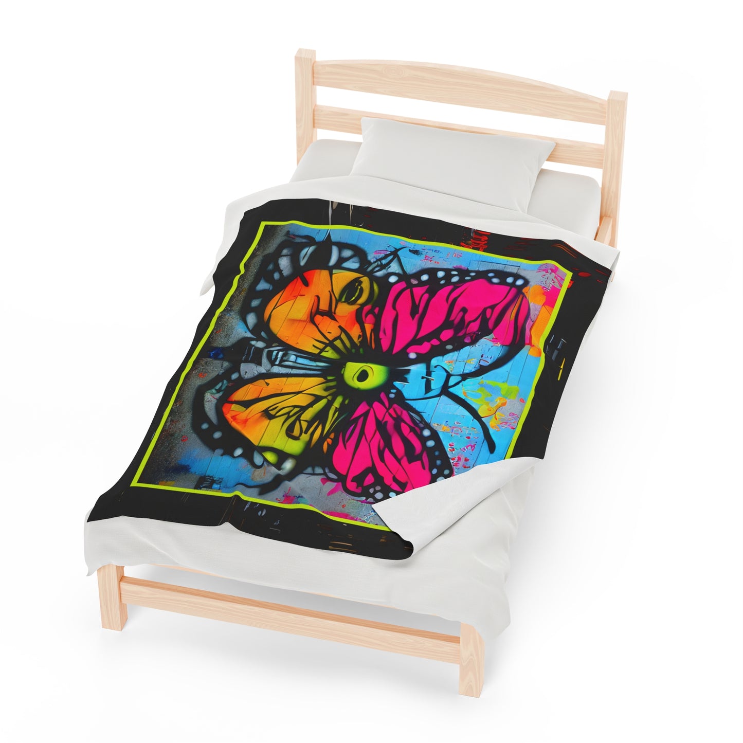 Street Art "Butterfly"  50" x 60" Velveteen Plush Art Blanket