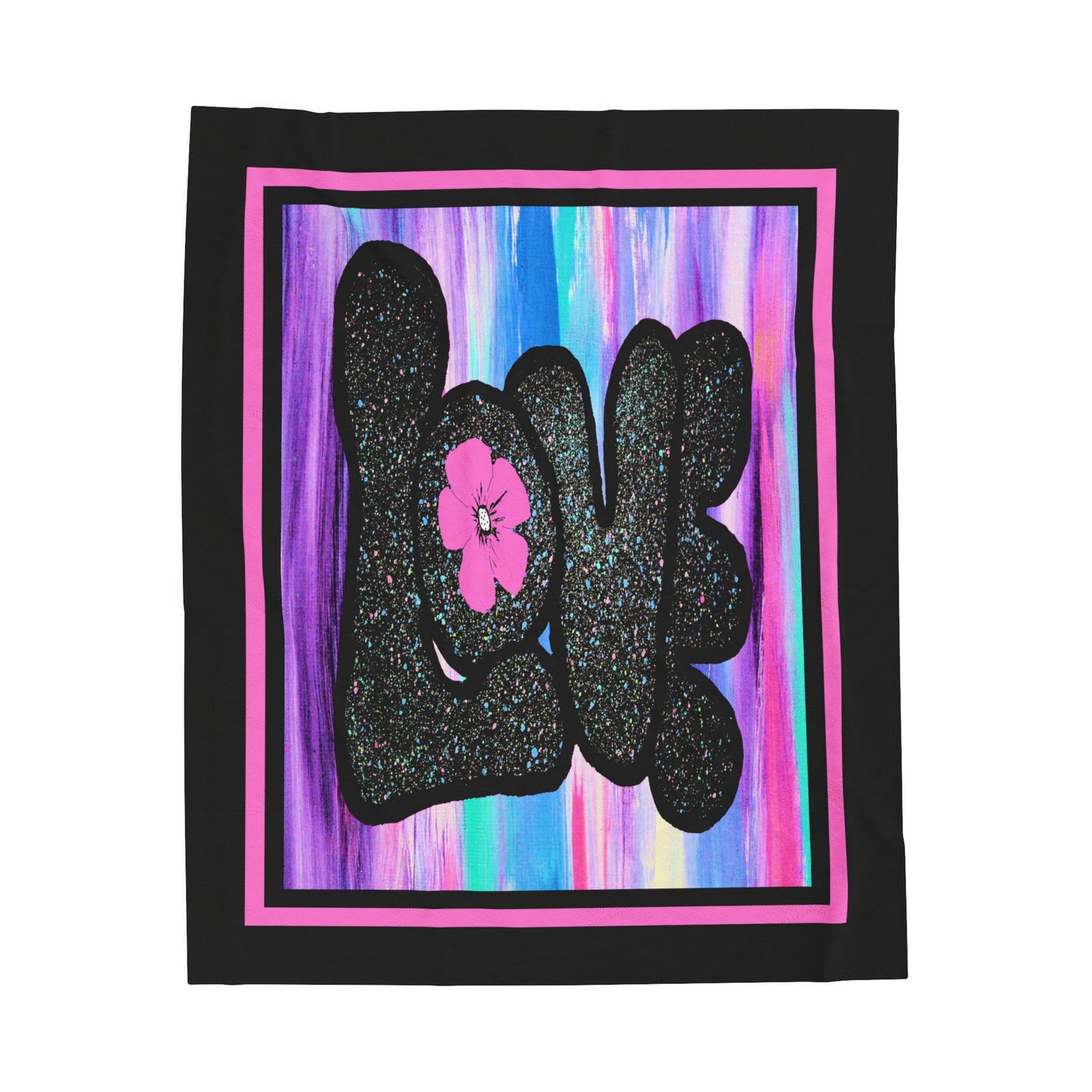 "Love"  50" x 60" Velveteen Plush Blanket (pink)