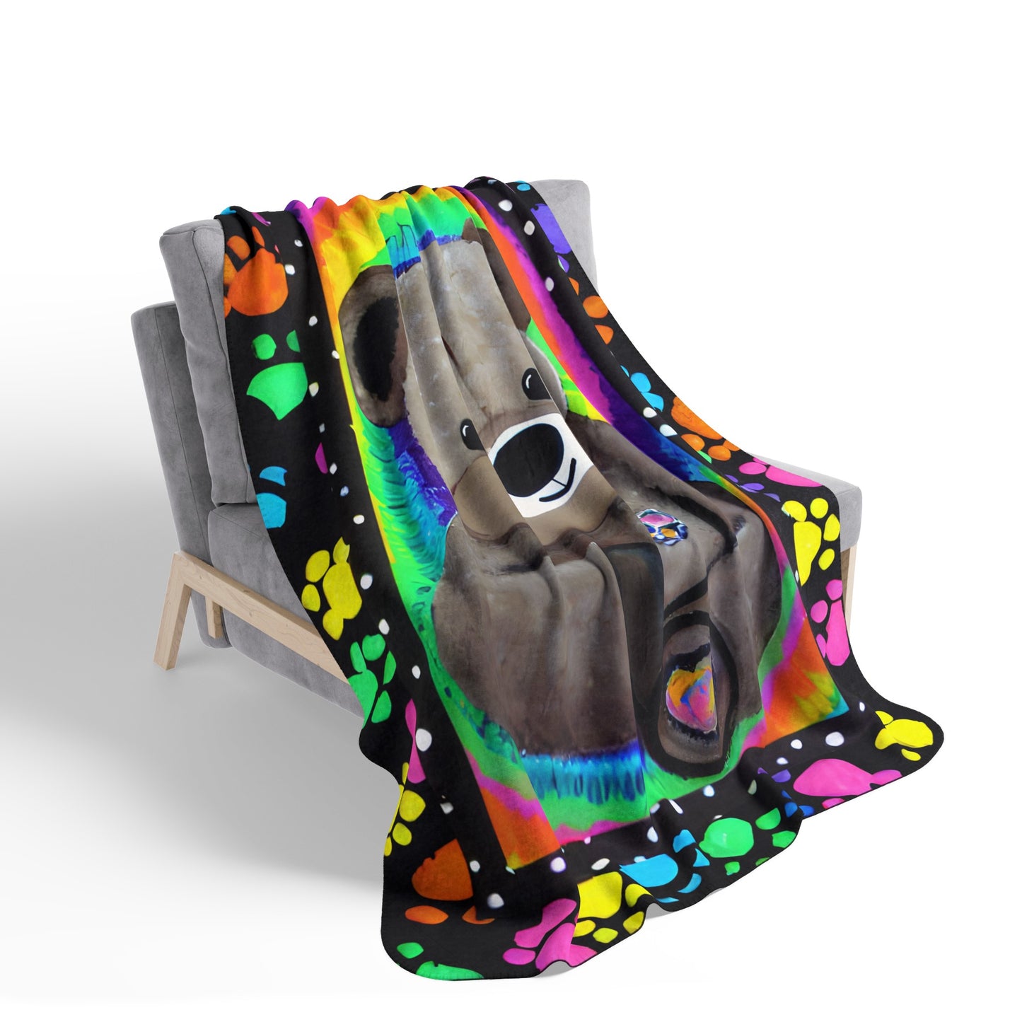 "Cutie Bear"  50" x 60" Fleece Sherpa  Art Blanket