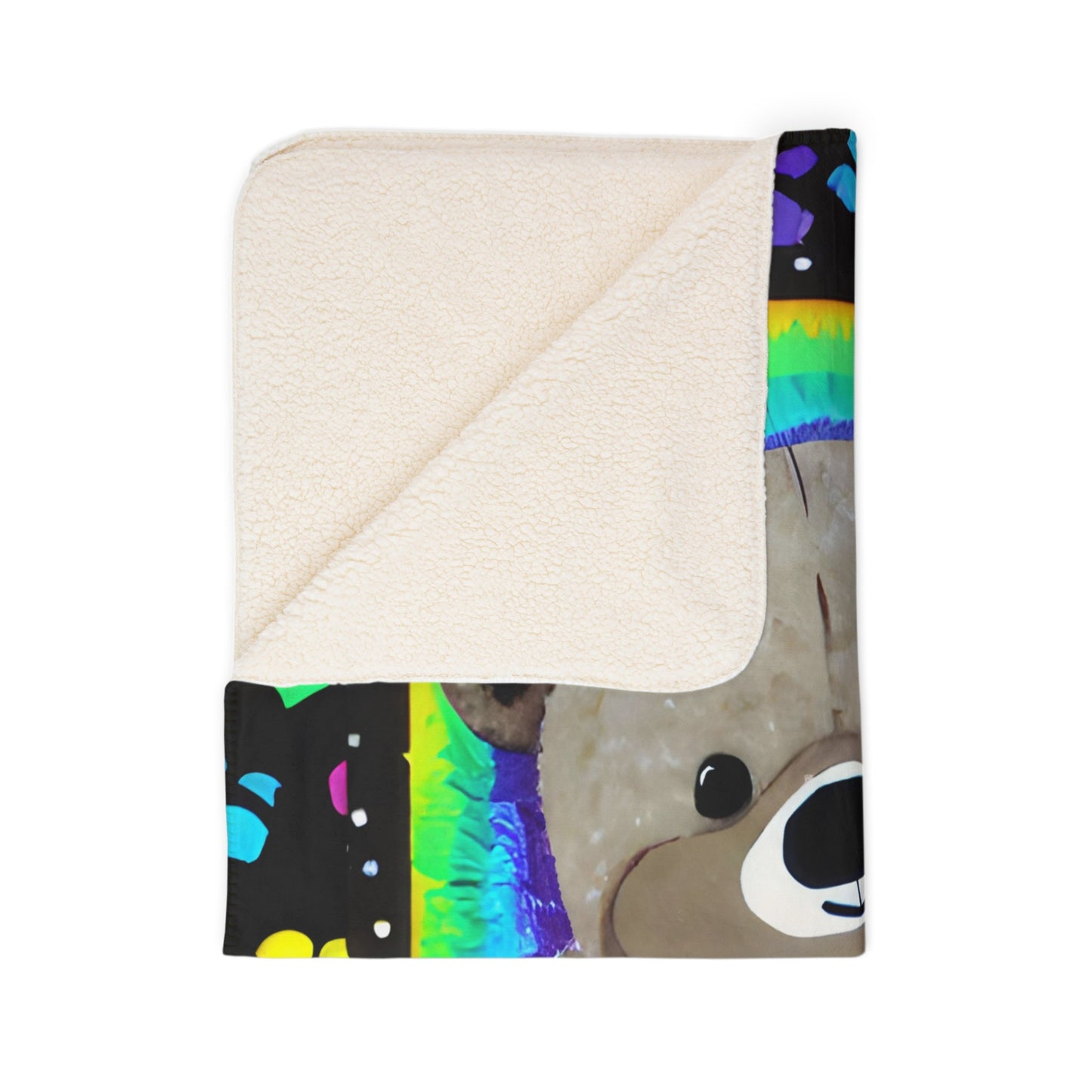 "Cutie Bear"  50" x 60" Fleece Sherpa  Art Blanket