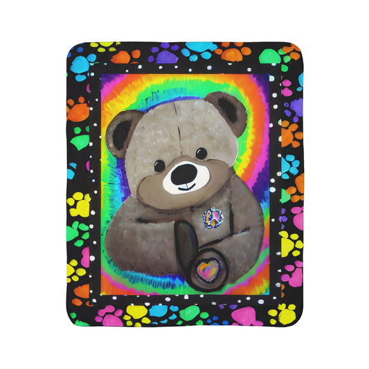 "Cutie Bear"  50" x 60" Fleece Sherpa  Art Blanket