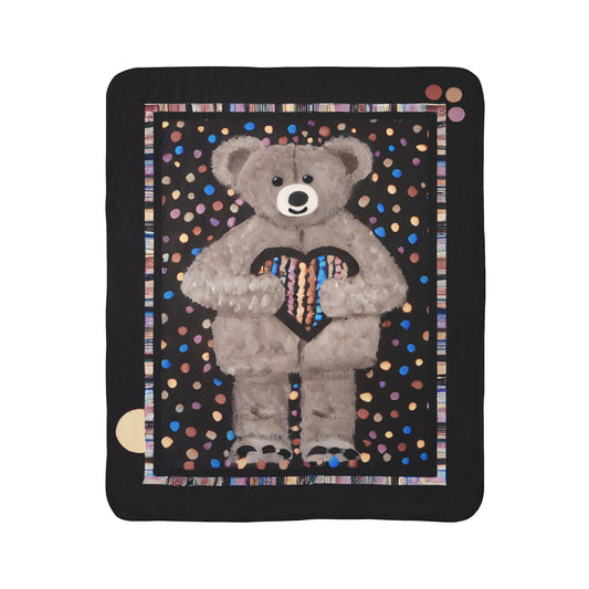 "Gumball Bear"  50" x 60"  Fleece Sherpa Art Blanket