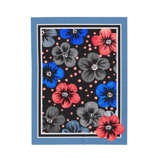 "Art in Bloom"   30" x 40" Velveteen Plush Child's Blanket (blue)