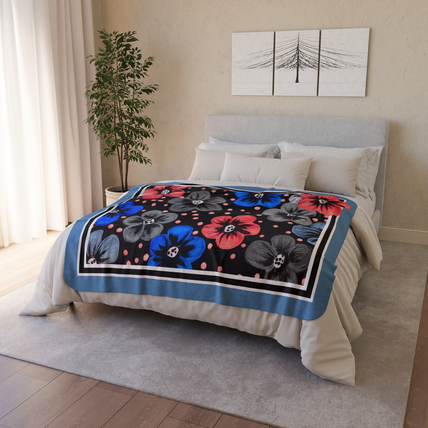 "Art in Bloom"   50" x 60" Fleece Sherpa Art Blanket