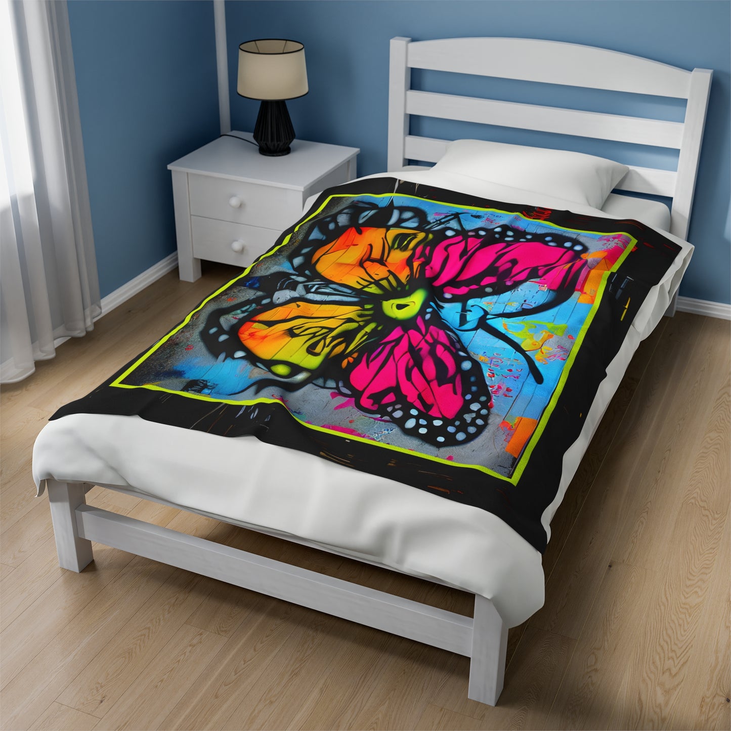 Street Art "Butterfly"  50" x 60" Velveteen Plush Art Blanket