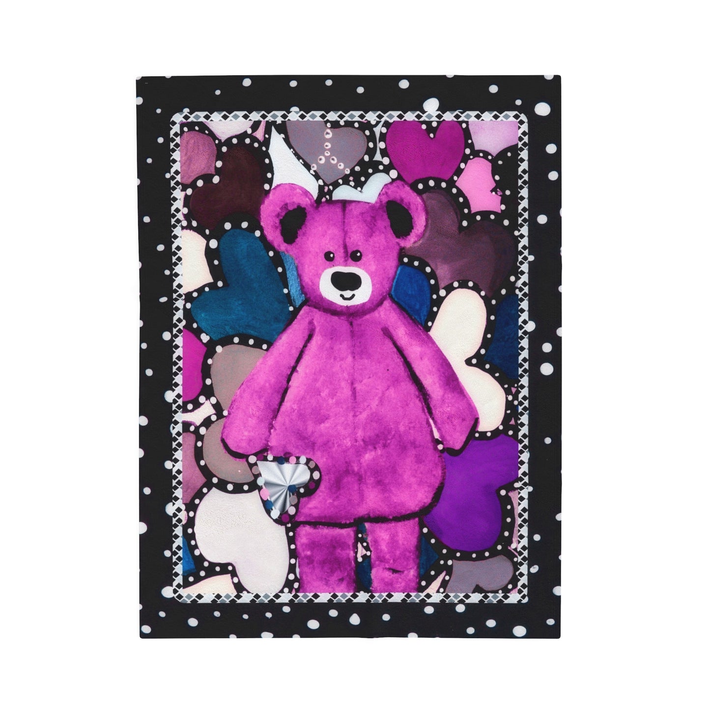 "Heart Bear"  30" x40" Velveteen Plush Child's Blanket