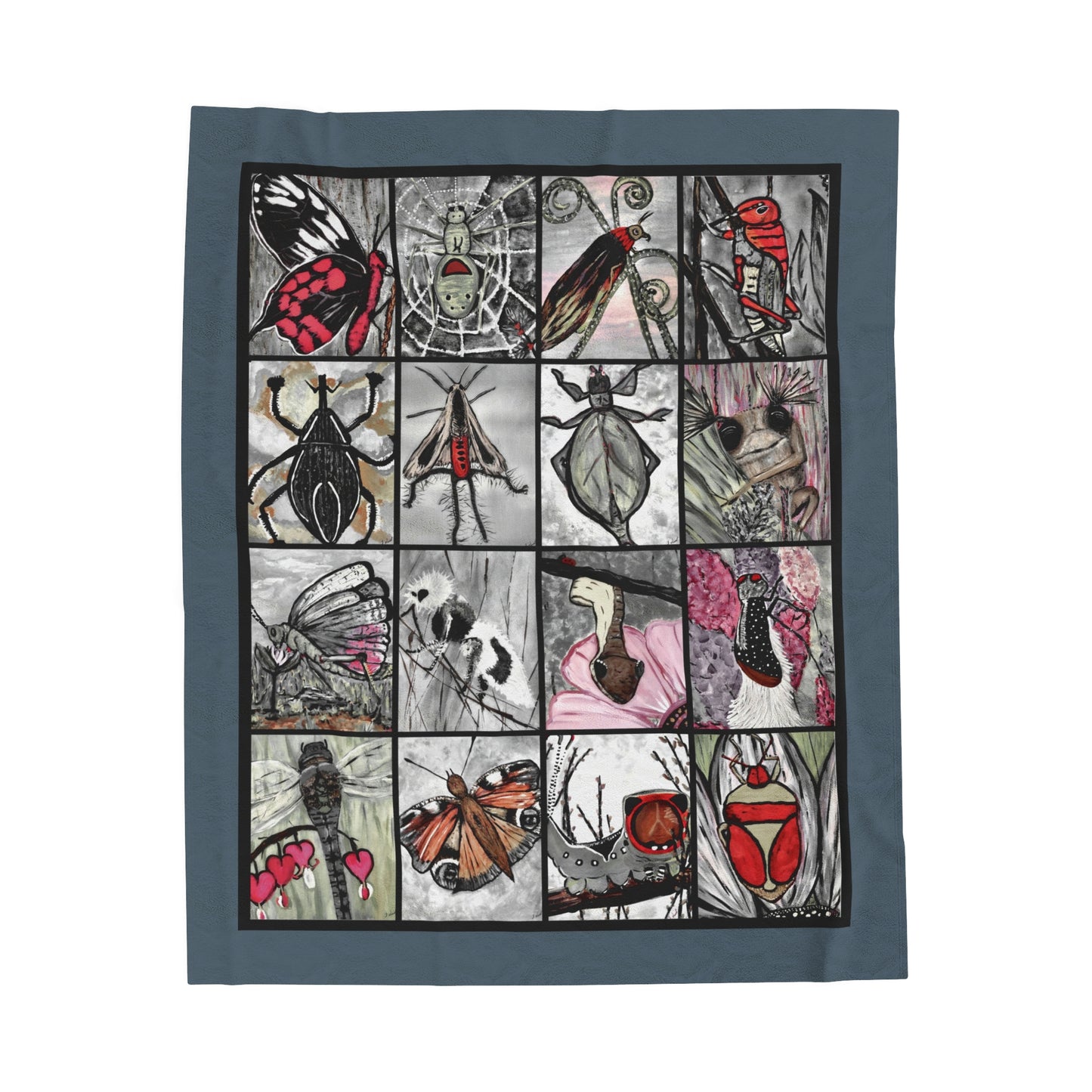 "Cuddle Bugs"  50" x 60"  Velveteen Plush Art Blanket