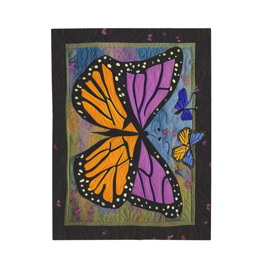 Faux Quilt "Butterfly"   30" x 40"  Velveteen Plush Child's Blanket