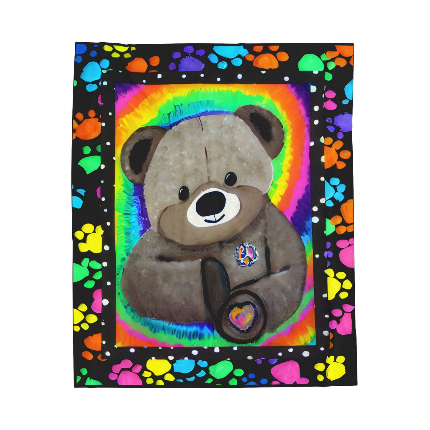 "Cutie Bear"  50" x 60" Velveteen Plush Art Blanket