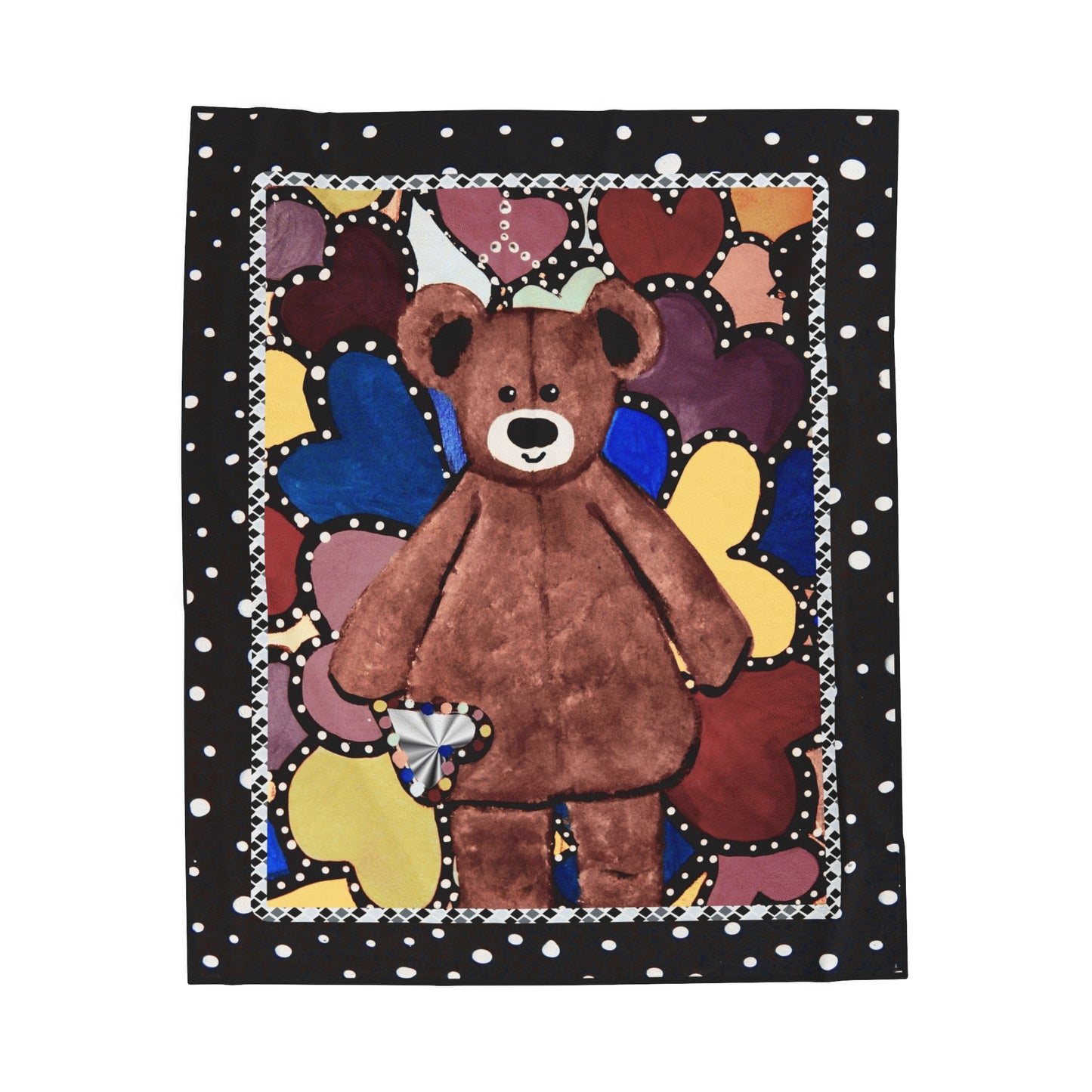 "Heart Bear"  50" x 60" Velveteen Plush Art Blanket