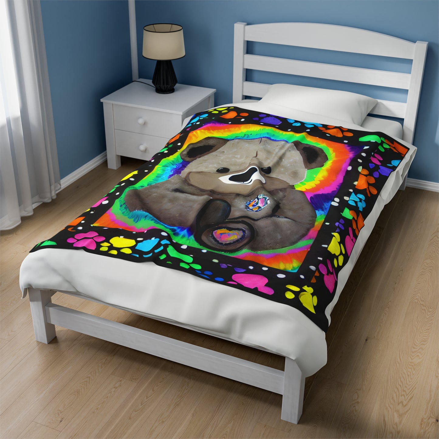 "Cutie Bear"  50" x 60" Velveteen Plush Art Blanket