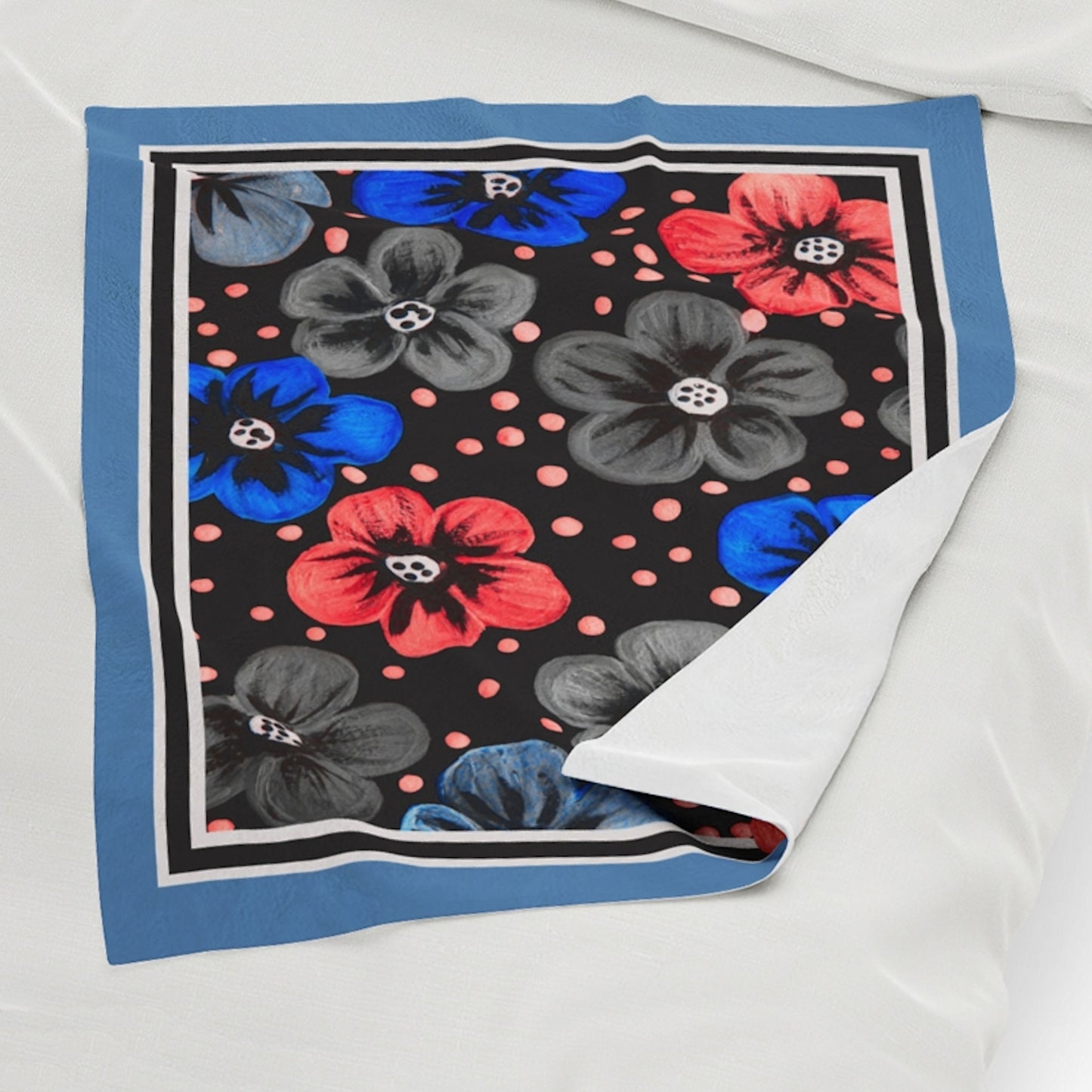 "Art in Bloom"   30" x 40" Velveteen Plush Child's Blanket (blue)